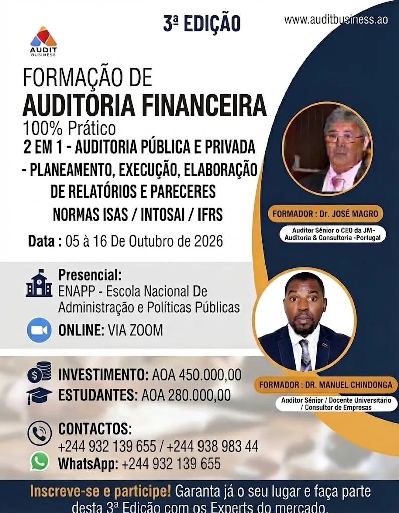 3ª. EDIÇÃO DA FORMAÇÃO DE AUDITORIA FINANCEIRA, PÚBLICO E PRIVADO